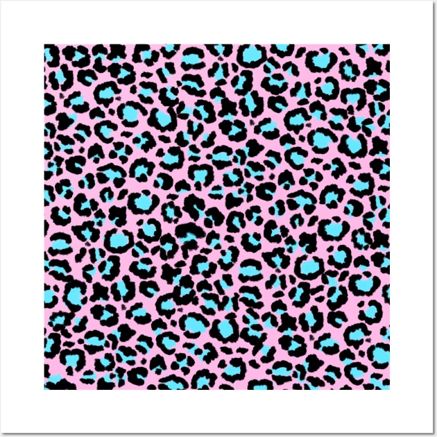 Leopard Pattern in Blue Ice and Pale Rose Wall Art by ButterflyInTheAttic